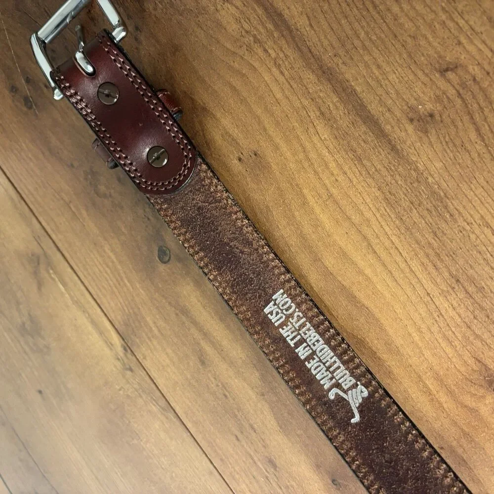 Bullhide Belts The Eastwood Mens Brown Double Stitched Leather Belt Max Thick 32
